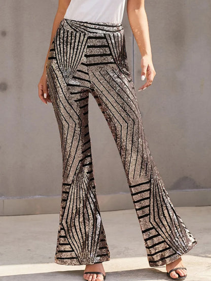 Fashion Sequin High Waist Flared Leg Pants