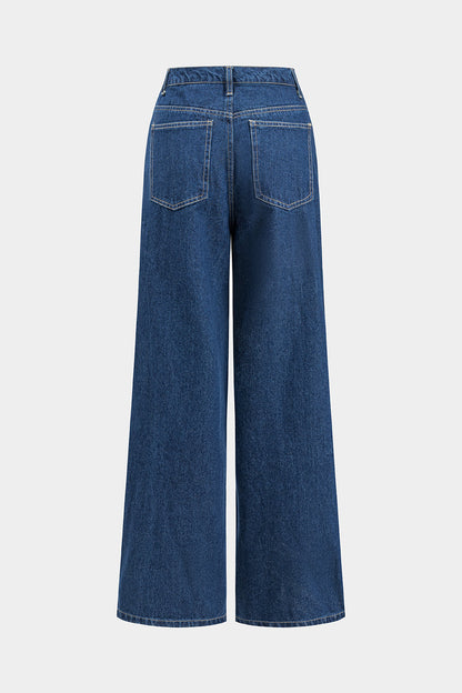 Button Wide-Leg Jeans