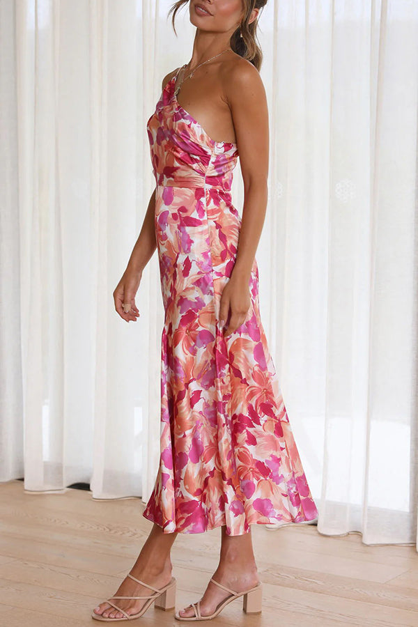 Vestido midi floral de un solo hombro Buy My Flowers 