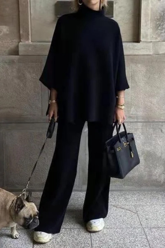 Casual Solid Color Knitted Set