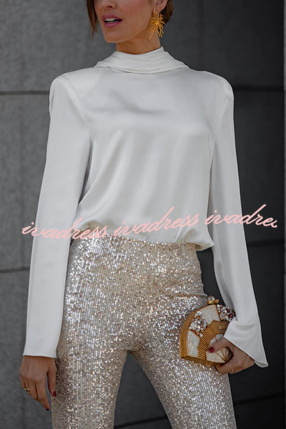 Diva Velvet Sequin High Rise Elastic Waist Flare Pants