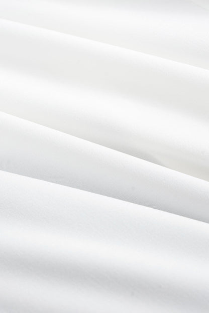 Metallic Decor Contrast Pleated V-Neck Long-Sleeve Shirt