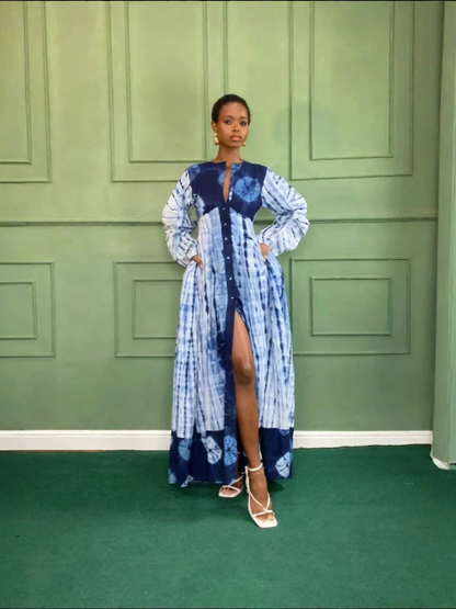 Blue Tie-Dye Maxi Dress