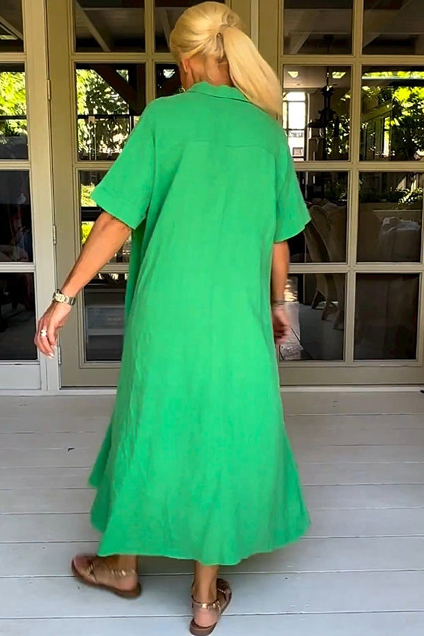 Vestido midi elegante, liso y de media manga 