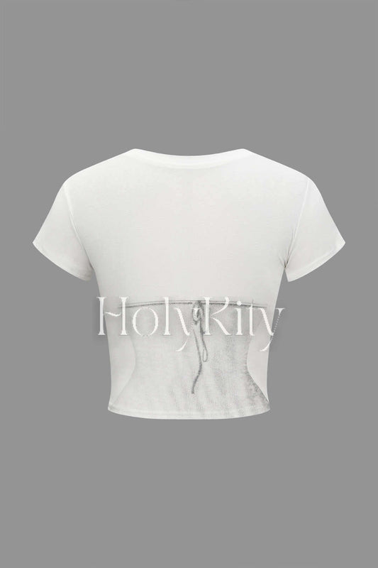 Body Print Crop T-shirt