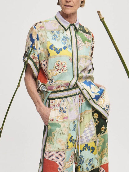 Vintage Artisan Patchwork Print Shirt