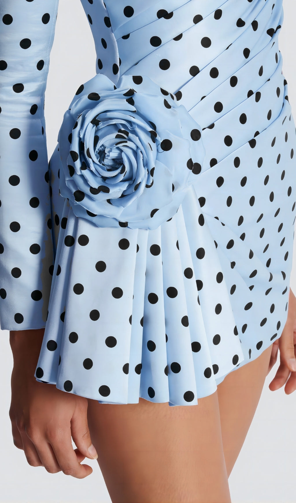 Polka Dot Satin Mini Dress – Floral Party Fit