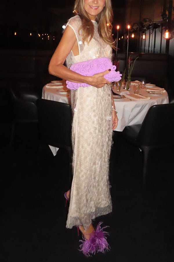 Like Gelato Sheer Large Sequin Short Sleeve Cover-up Maxi Dress