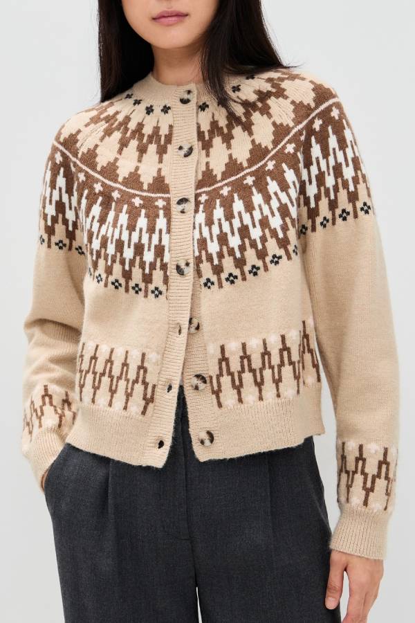 Suéter tipo cárdigan con botones y pelo de isla 