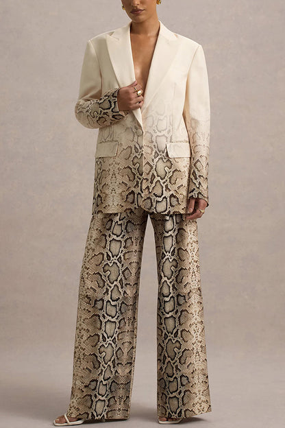 Hurley Ombre Snake Print Single Button Long Sleeve Lapel Loose Blazer