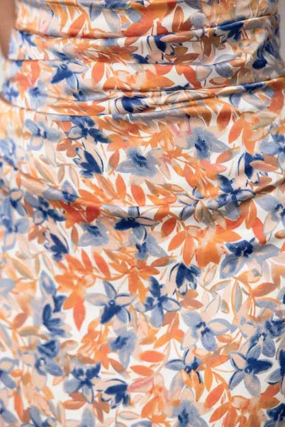 Vestido largo asimétrico con volantes y un solo hombro con estampado floral Intense Love 