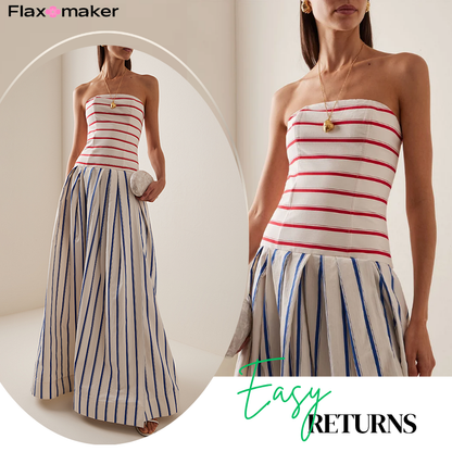 Bandeau Striped Print Sling Maxi Dress