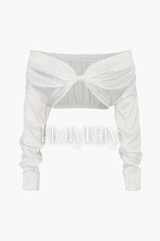 Off The Shoulder Twist Crop Blouse