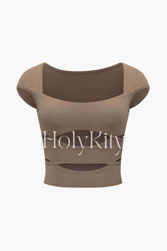Square Neck Cut Out Crop T-Shirt