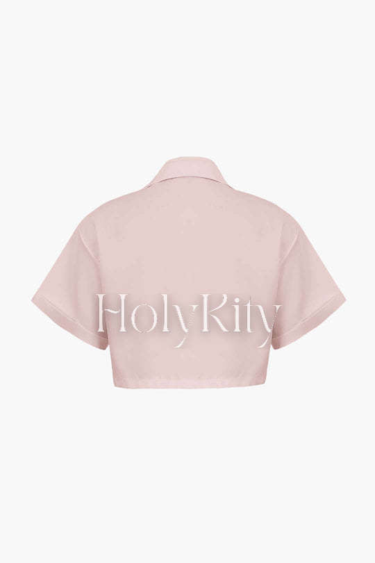 Flap Pocket Twist Hem Shirt