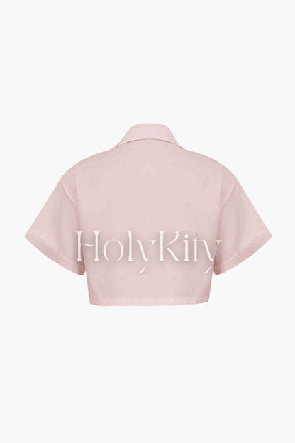 Flap Pocket Twist Hem Shirt