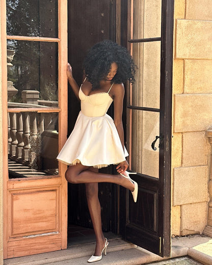 Solid Fit And Flare Spaghetti Strap Mini Dress