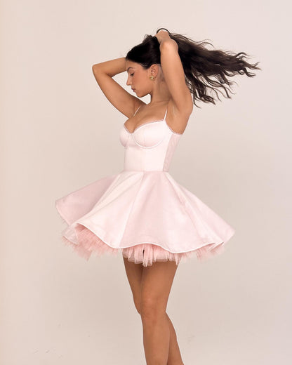 Solid Fit And Flare Spaghetti Strap Mini Dress