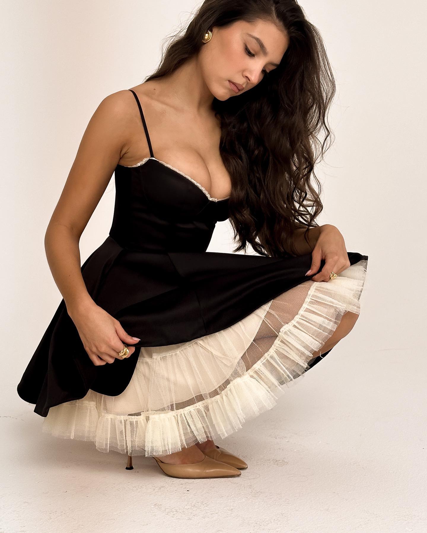 Solid Fit And Flare Spaghetti Strap Mini Dress