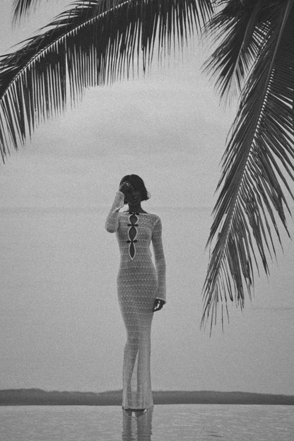 Crochet Lace Backless Maxi Dress