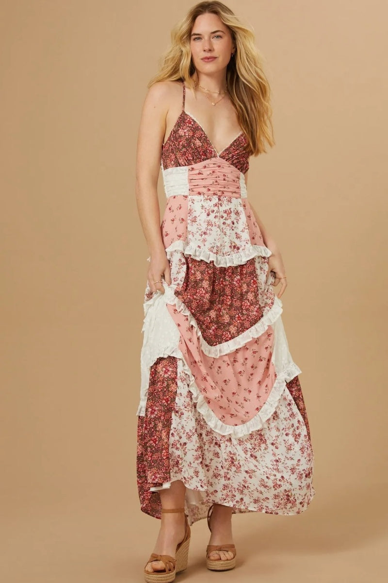 Patchwork Floral Maxi Dress