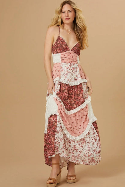 Patchwork Floral Maxi Dress