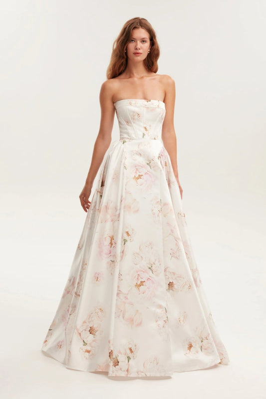 Pink Peony Off-the-Shoulder Maxi Dress