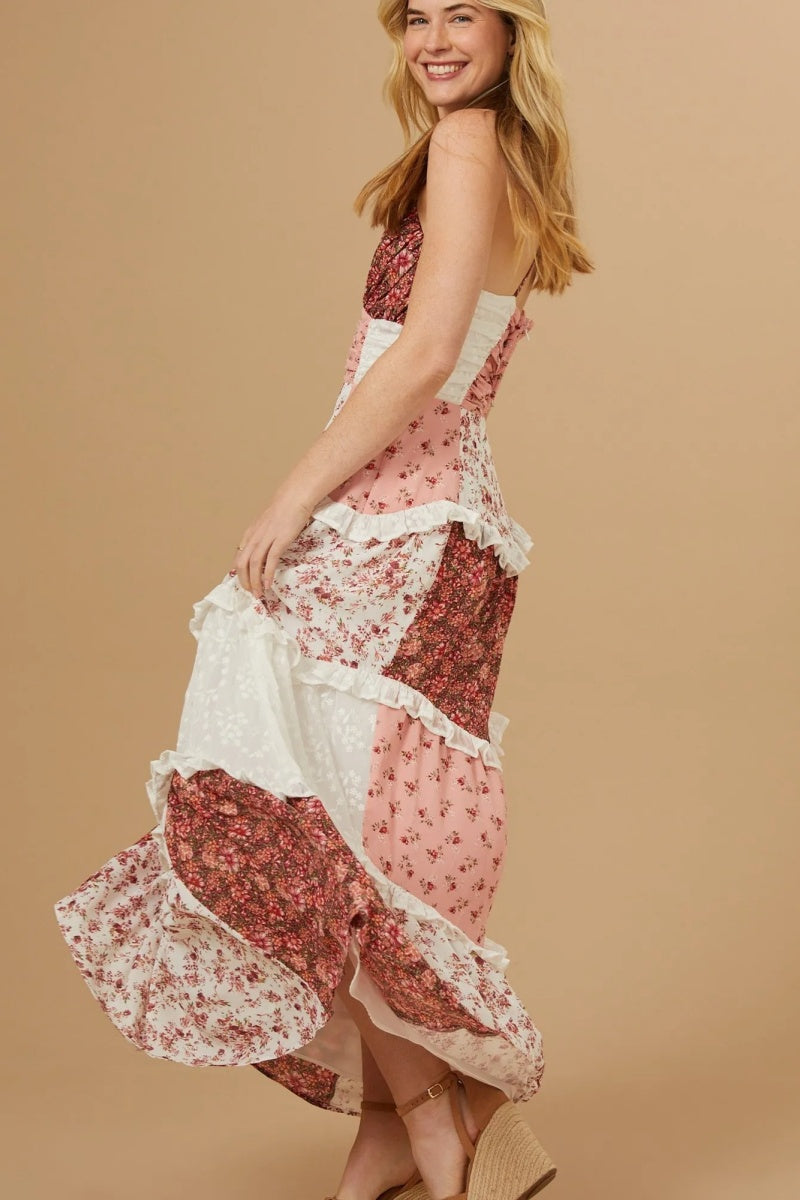 Patchwork Floral Maxi Dress