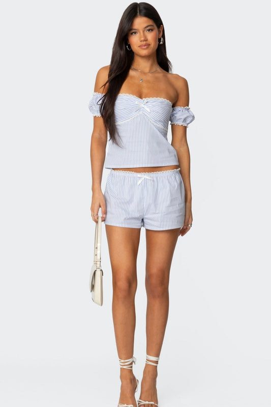 Low-Waist Straight Shorts Sweet Girl Casual Set