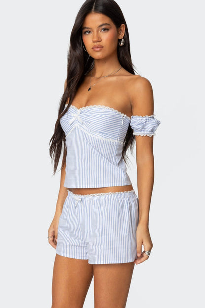 Low-Waist Straight Shorts Sweet Girl Casual Set