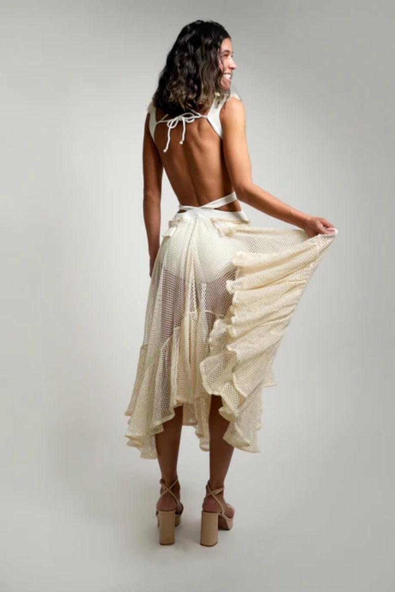 V Neck Tassel Cut Out One Piece Swimsuit