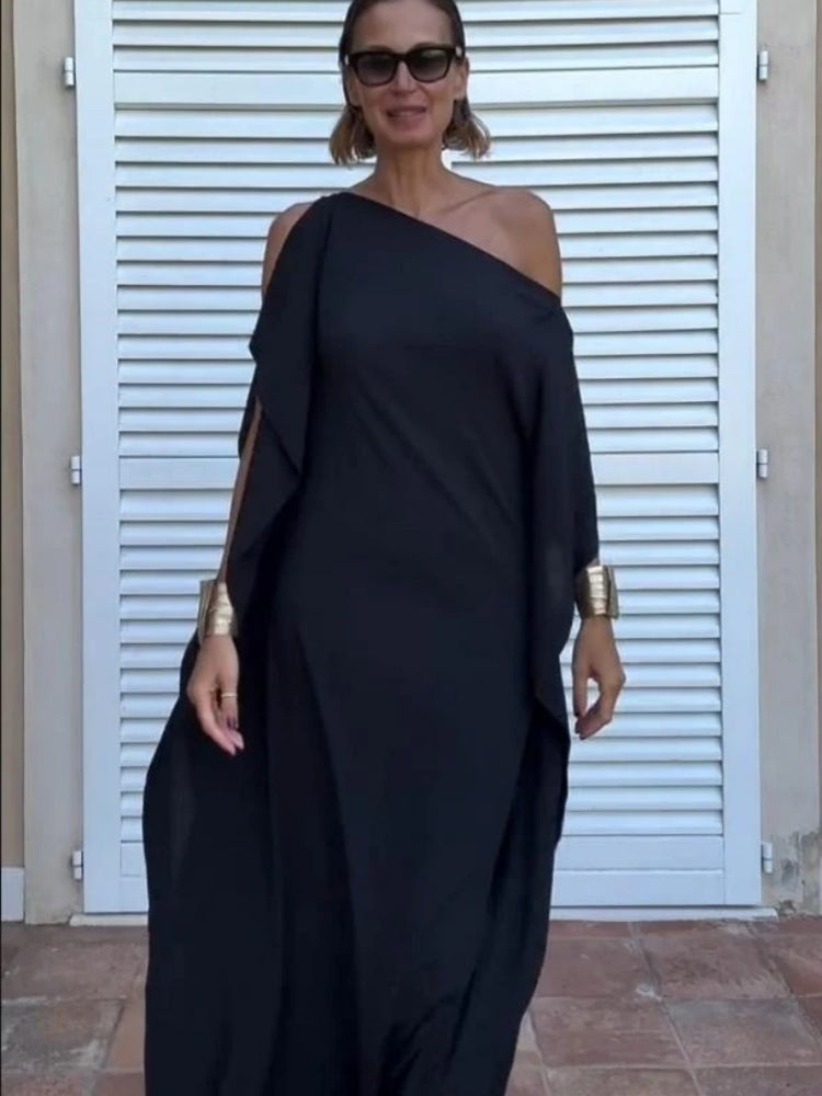 Flowing Asymmetric Caftan With Belt