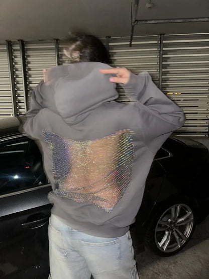 Backless Sheer Mesh Hoodie
