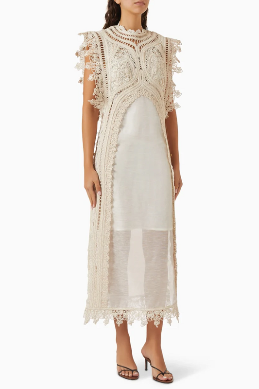 WOVEN HOLLOW ORGANZA MAXI DRESS