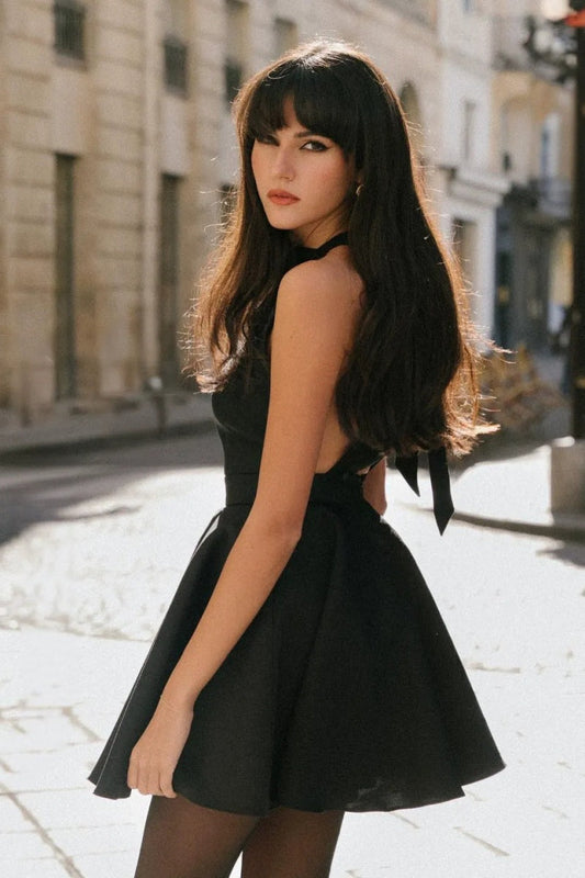Hailey Halter Tie Back Mini Dress