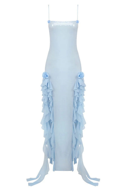 Magnetic Sensation Sequin Ruffled Maxi Dress