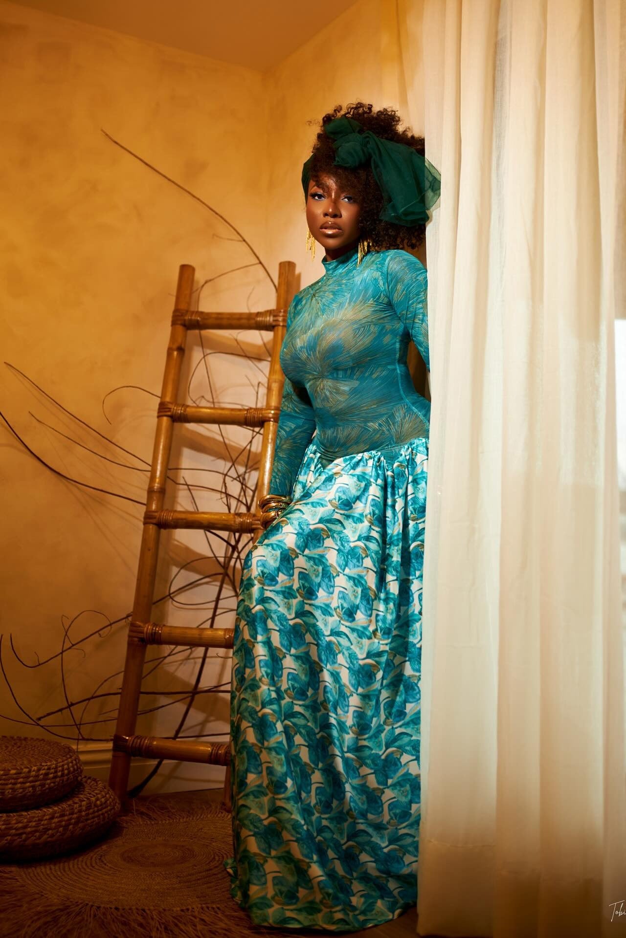 Sapphire Bloom Mesh Maxi Dress