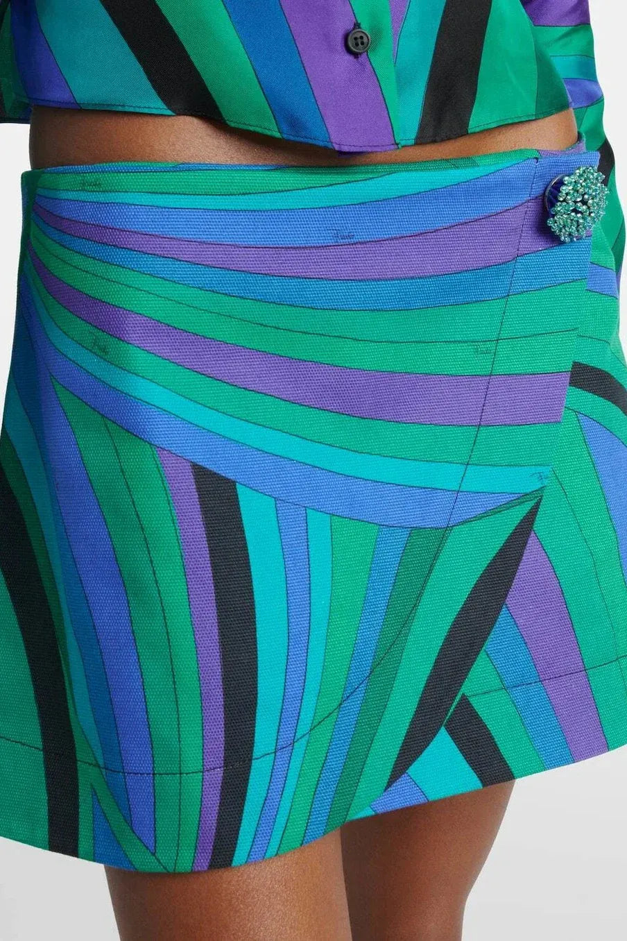 Print Cross-Strap Swimsuit & Wrap Skirt