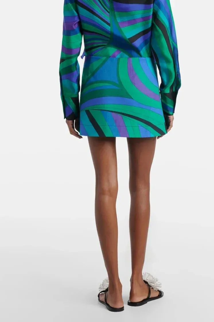 Print Cross-Strap Swimsuit & Wrap Skirt