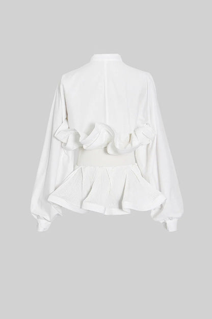 Ruffled Belted Shirt Top