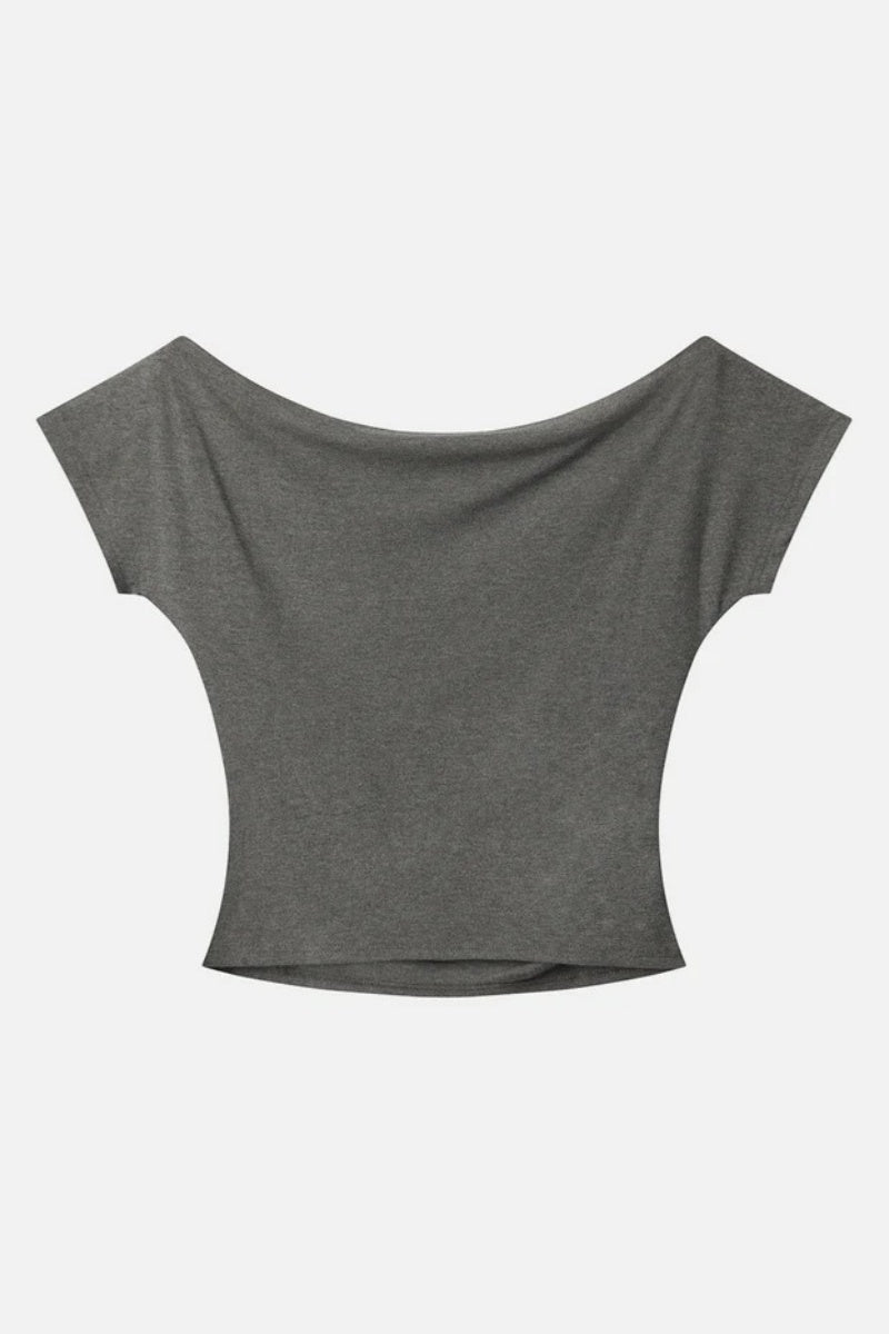 Off-shoulder Hotfix Rhinestones Tee