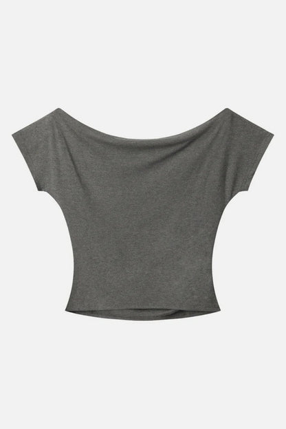 Off-shoulder Hotfix Rhinestones Tee