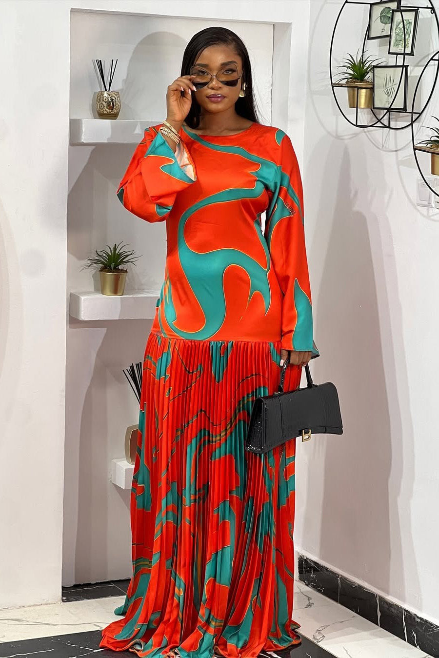 Sunflower Gold Pleated Maxi Dress