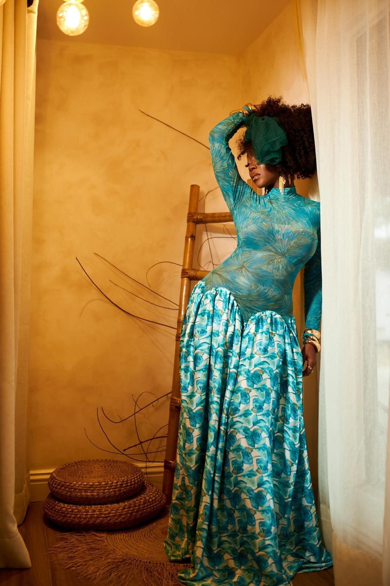 Vibrant Red Sheer Floral Maxi Dress