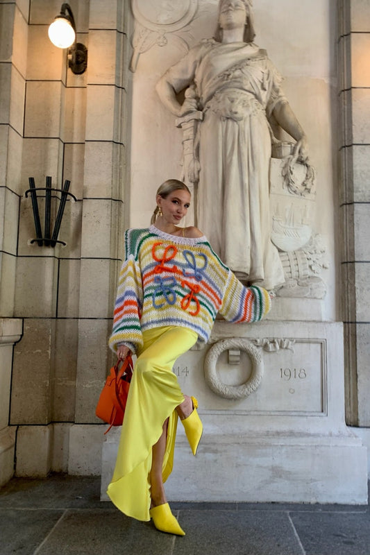 Loose colorful striped sweater