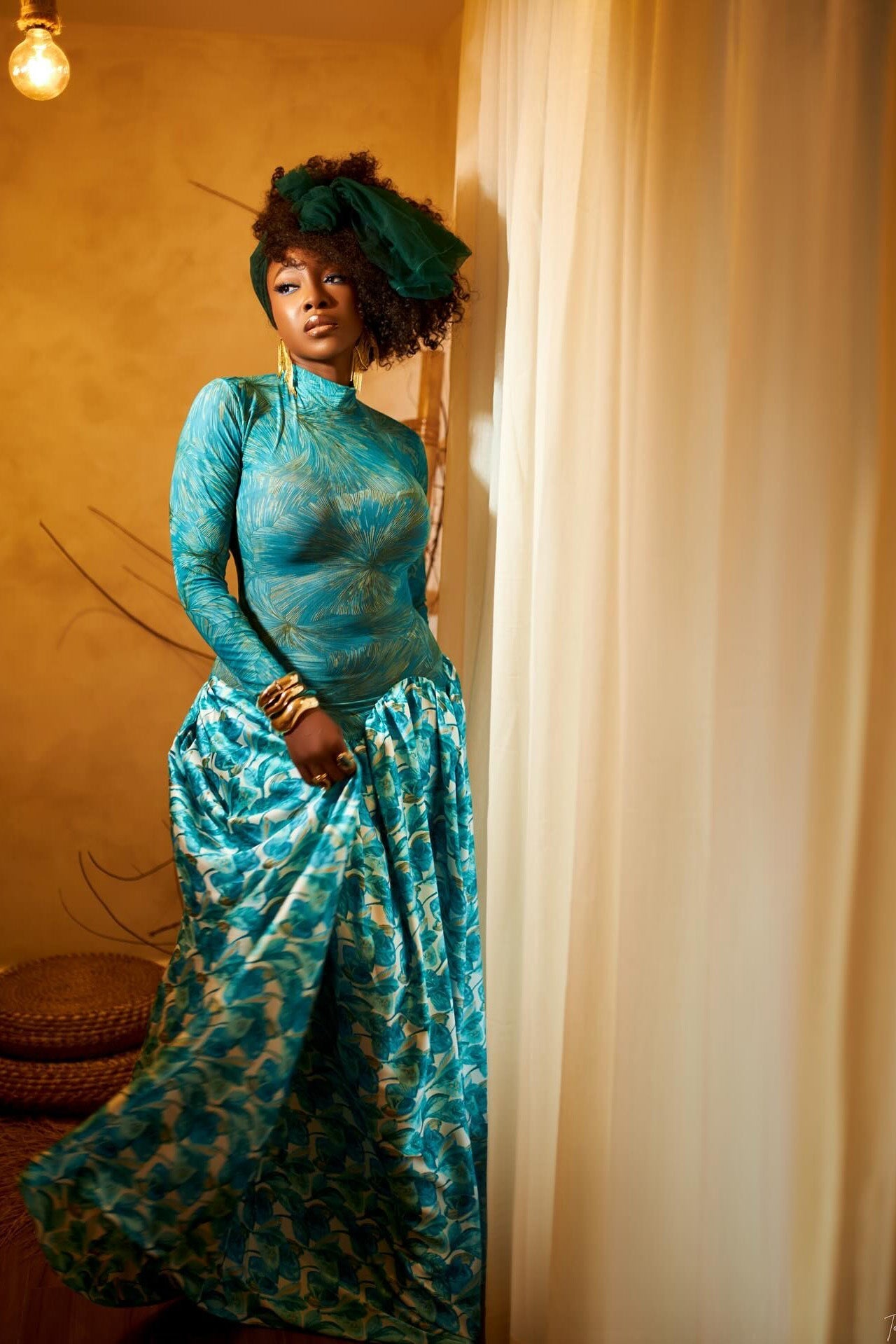 Vibrant Red Sheer Floral Maxi Dress