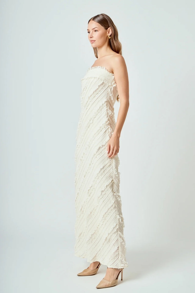 Strapless Ruffled Maxi Dress