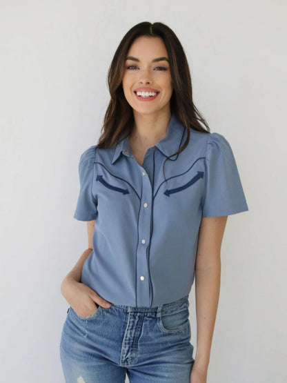 Azure Western Charm Blouse