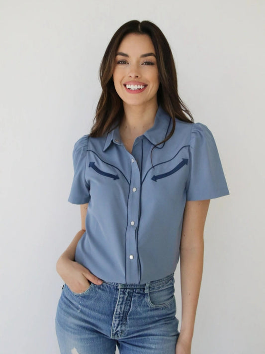 Azure Western Charm Blouse