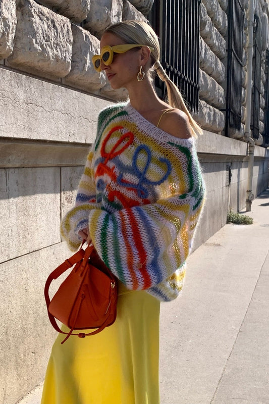 Loose colorful striped sweater